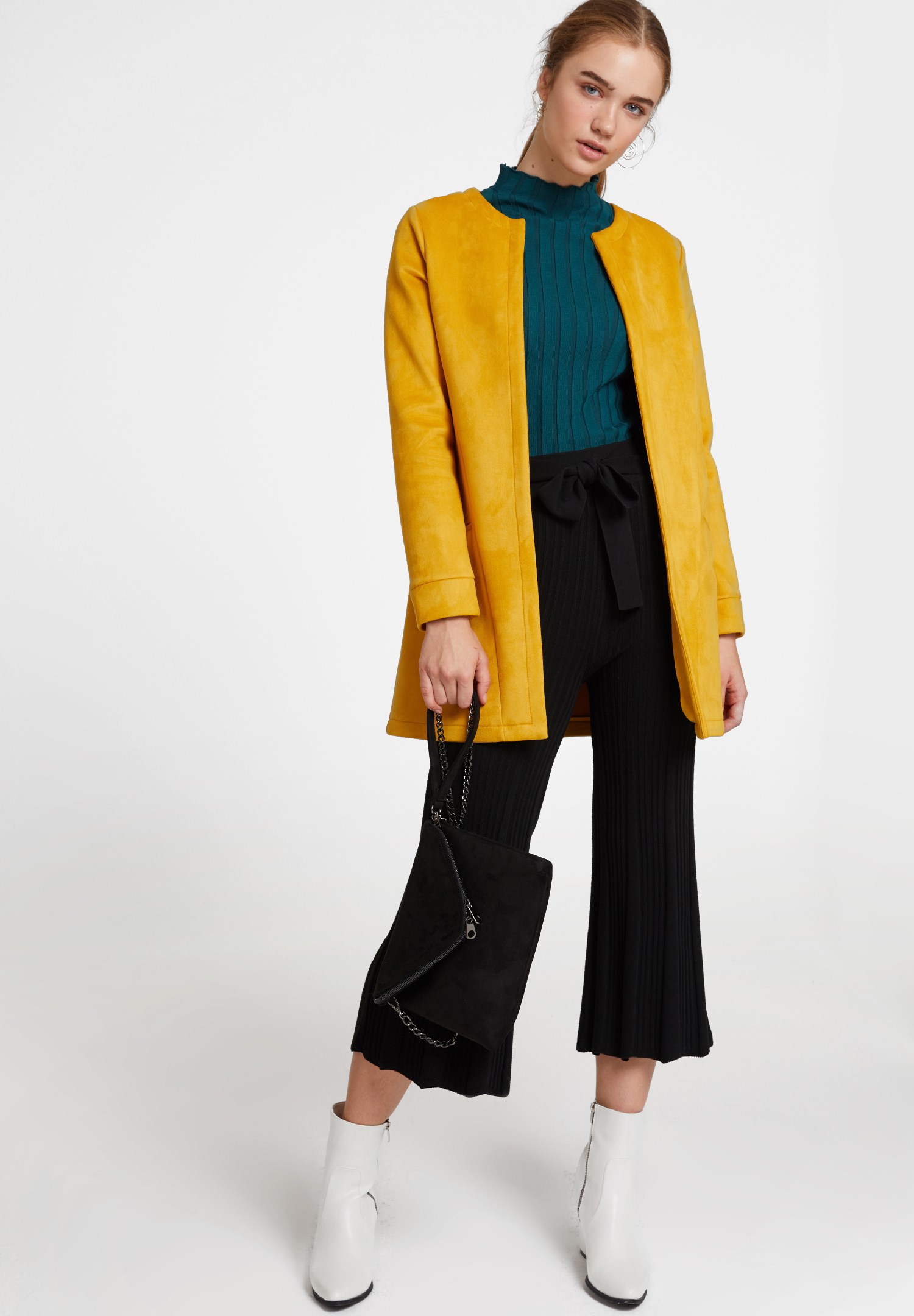 yellow suede coat