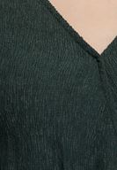 Bayan Yeşil Bağlama Detaylı Kruvaze Kesim Bluz