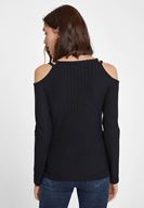 Women Black Pullover with Shoulder Details