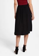 Women Black Midi Skirt with Buttons