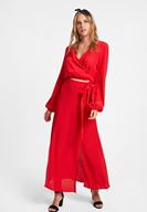 Women Red Skirt with Slits