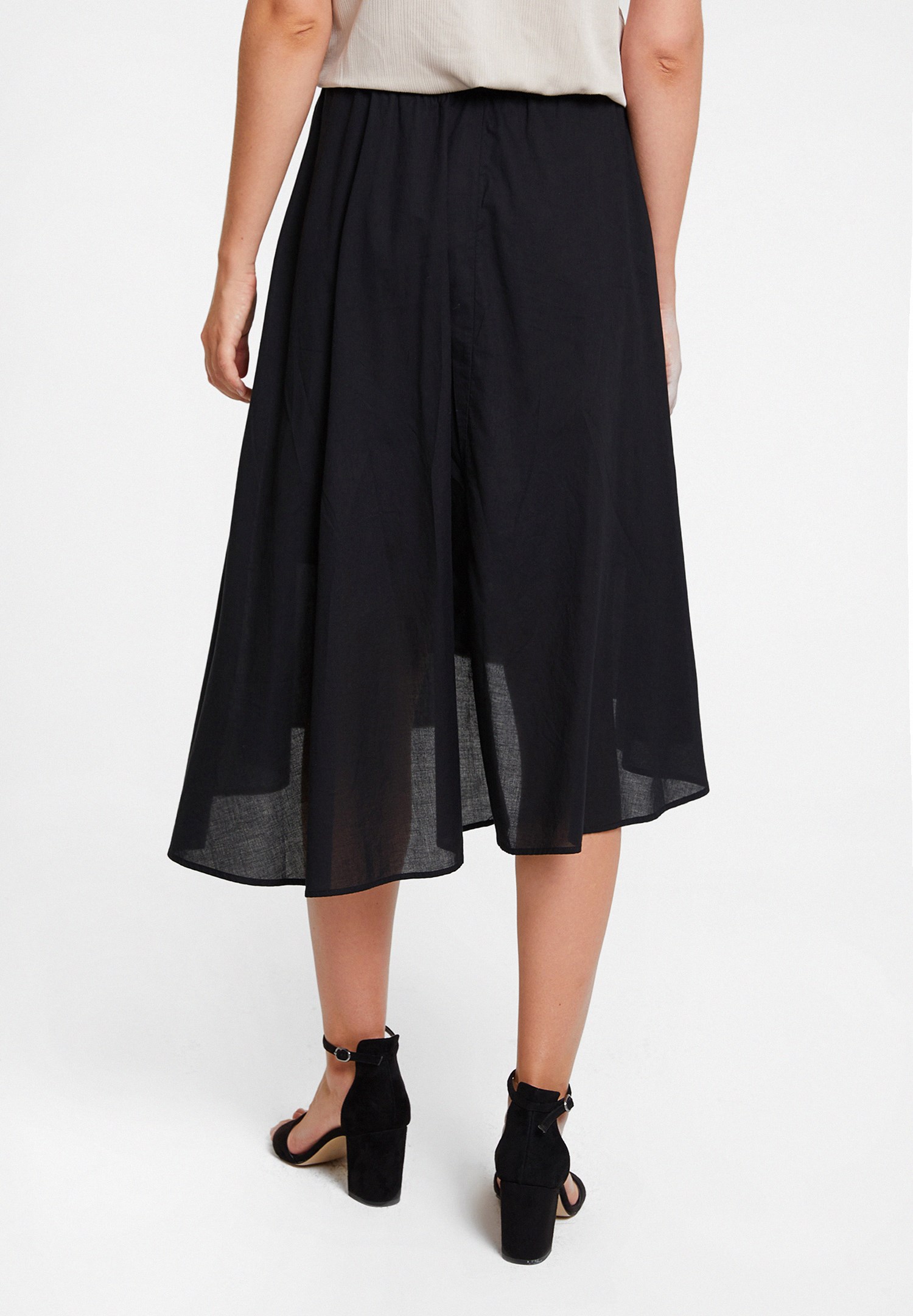 Women Black Asymmetric Midi Skirt