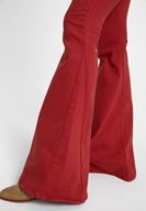 Bayan Kırmızı Yüksek Bel Detaylı Flare Pantolon