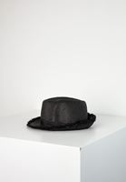 Bayan Siyah Şeritlı Hasır Şapka