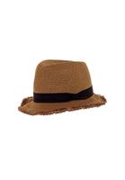 Bayan Kahverengi Şeritlı Hasır Şapka