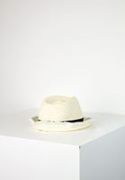 Bayan Krem Şeritlı Hasır Şapka