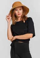 Women Brown Straw Hat with Back Detail