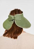 Bayan Yeşil Arkası Fiyonk Detaylı Hasır Şapka