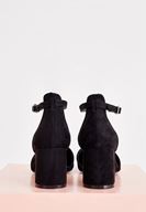 Bayan Siyah Toka Detaylı Yuvarlak Topuklu Ayakkabı