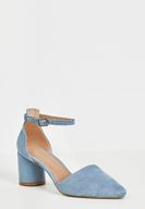 Bayan Mavi Toka Detaylı Yuvarlak Topuklu Ayakkabı