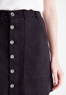 Women Black Skirt with Button Details