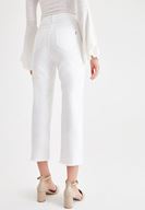 Bayan Beyaz Ultra Yüksek Bel Slim Mom Pantolon