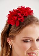 Bayan Kırmızı Çiçekli Saç Bandı
