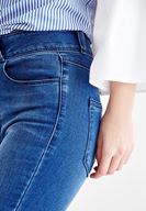 Bayan Lacivert Yüksek Bel Dar Paça Çift Düğme Detaylı Pantolon