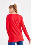 Bayan Kırmızı Basic Uzun Kollu Tişört
