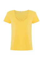 Bayan Sarı Çapraz Biye Detaylı Tişört ( MODAL )
