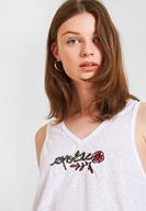 Women White Crop with Embroidery Details 