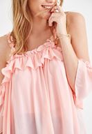 Women Pink Emroidered and Pearl Strappy Blouse