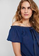 Women Navy Off Shoulder Blouse with Cord Details