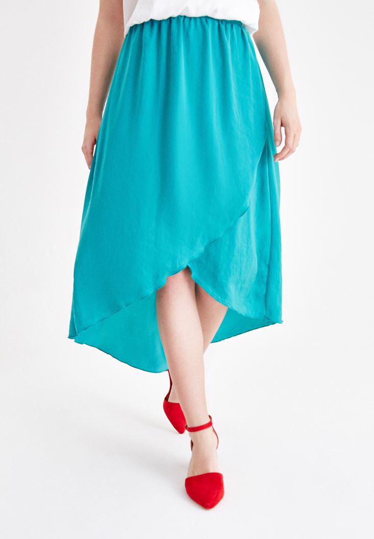 Women Green Asymmetric Skirt