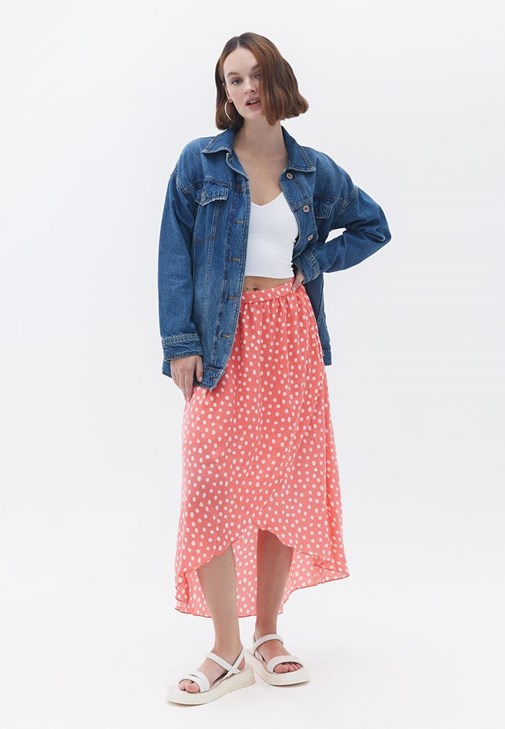 Mixed Skirt with Spot Pattern