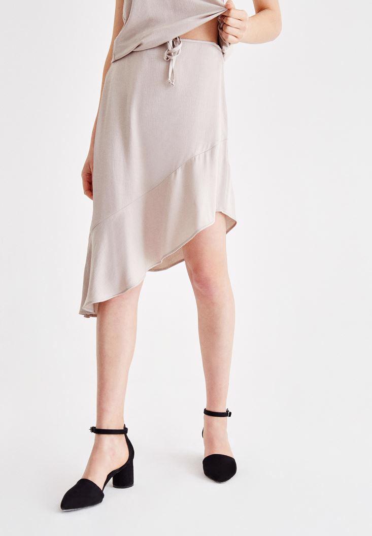 Women Grey Satin Skirt