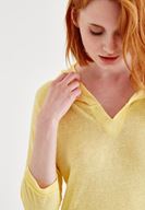 Bayan Sarı Kapüşonlu Yaka Detaylı Sweatshirt