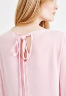 Women Pink Long Sleeve Blouse with Back Details