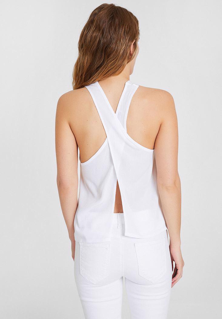 Women White Blouse with Back Details
