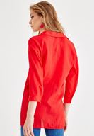 Bayan Kırmızı Cepli Uzun Kollu Gömlek