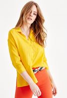 Bayan Sarı Cepli Uzun Kollu Gömlek