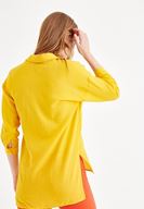 Bayan Sarı Cepli Uzun Kollu Gömlek
