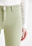Bayan Yeşil Dar Paça Orta Bel Pantolon