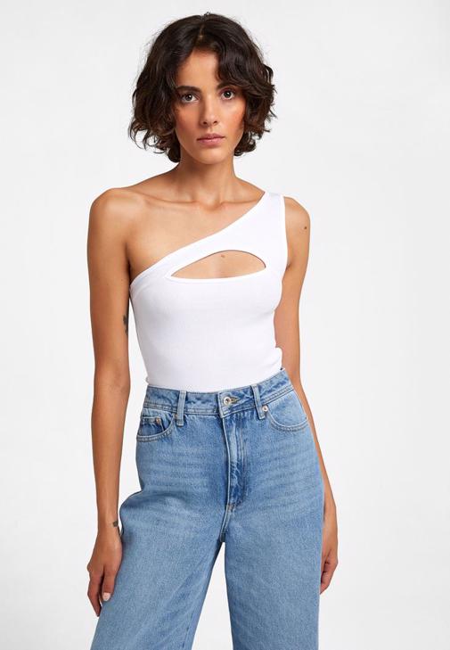 White Crop Top with Cut-out 