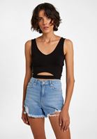 Women Black Crop Top with Back Detail