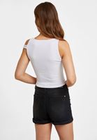 Women White Cut-out Detailed Top