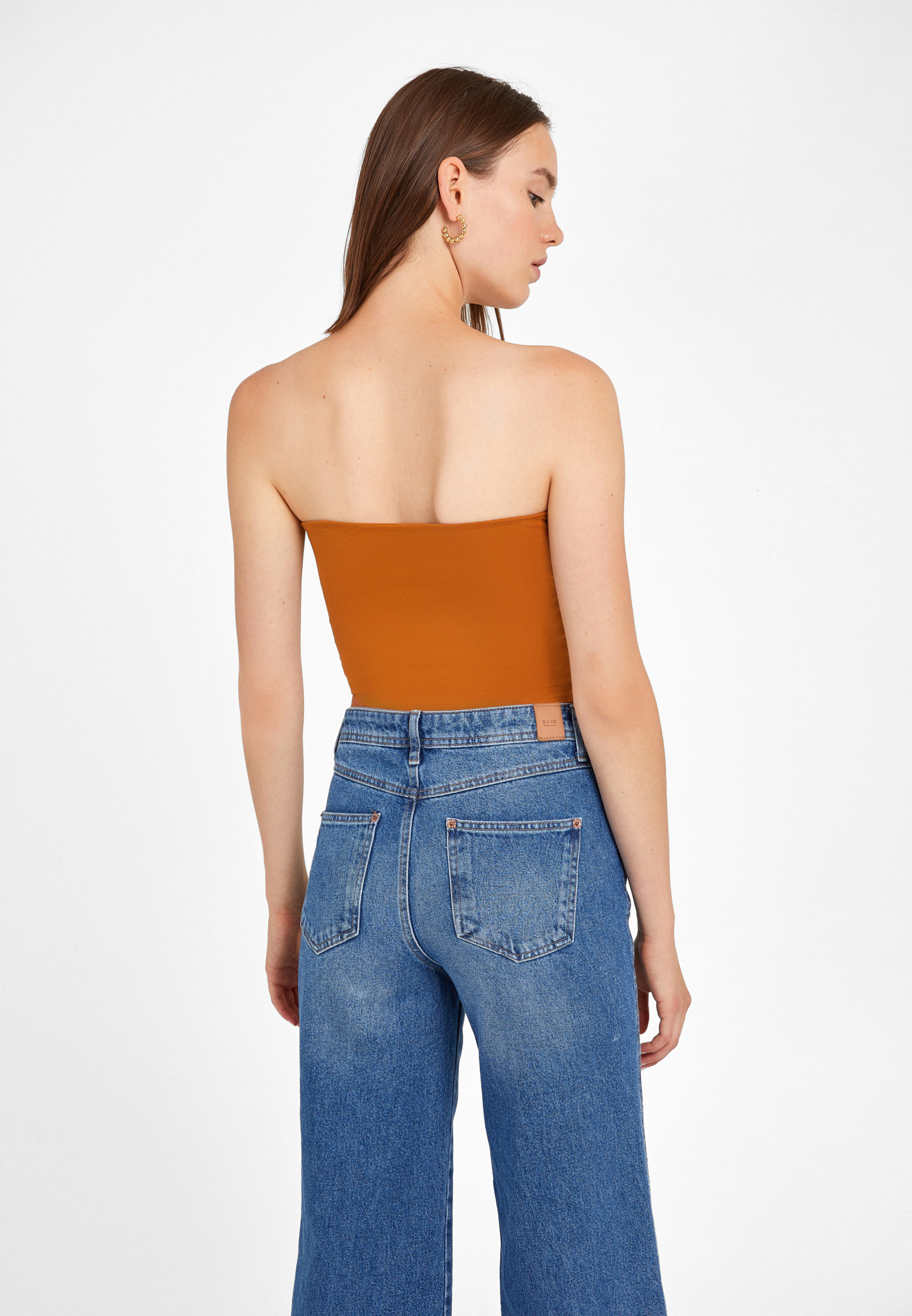 Women Orange Off-shoulder Crop Top