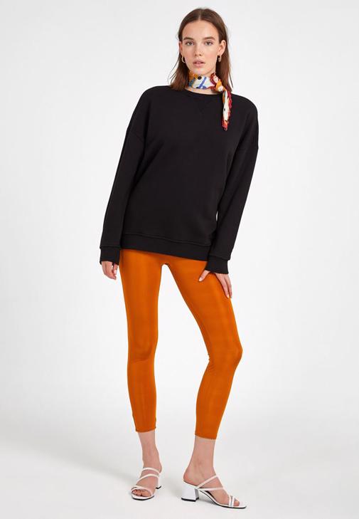 Orange High Rise Shiny Leggings Online Shopping
