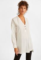 Bayan Beyaz Oversize  Tunik Gömlek ( TENCEL™ )