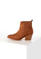 Women Brown Patterned Thick Heeled Ankled Boots