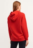 Bayan Kırmızı Uzun Kollu Kapüşonlu Sweatshirt