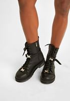 Women Black Boots with Buckle Details