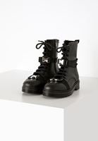 Women Black Boots with Buckle Details