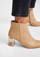 Women Cream Transparent Heeled Boots
