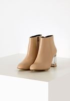 Women Cream Transparent Heeled Boots