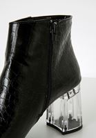 Women Black Transparent Heeled Boots