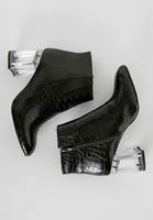 Women Black Transparent Heeled Boots