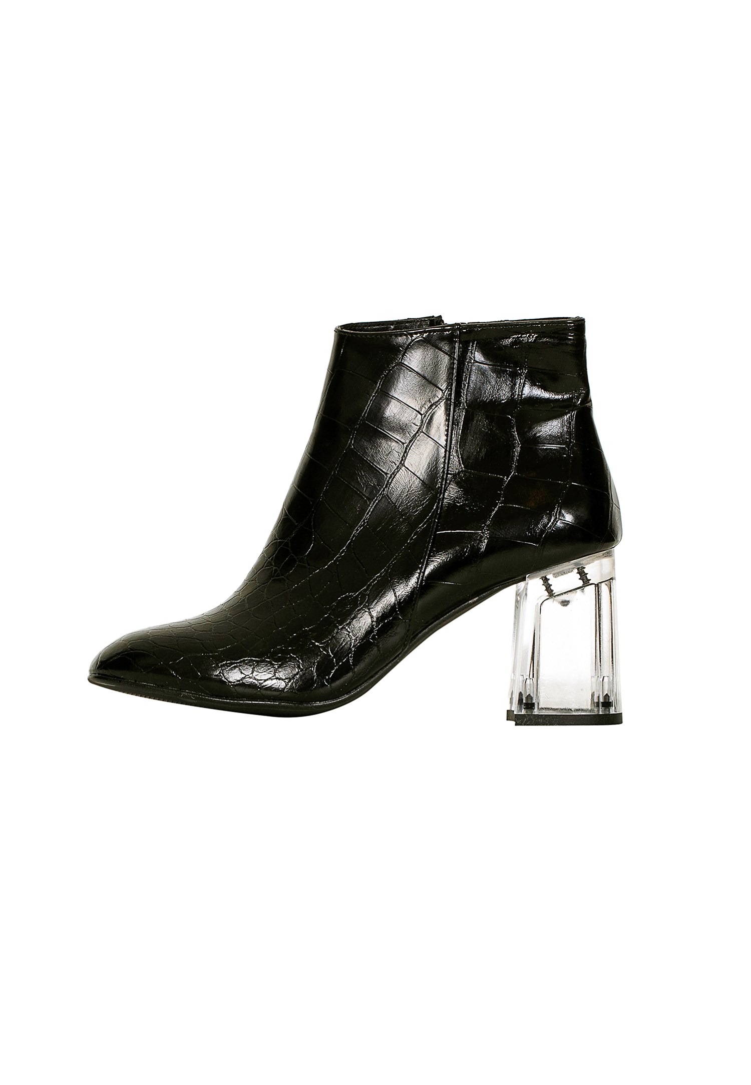 Black Clear Heel Boots Online Shopping 