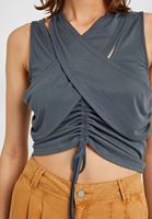 Women Grey Blouse with Neck Details