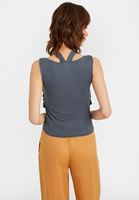 Women Grey Blouse with Neck Details